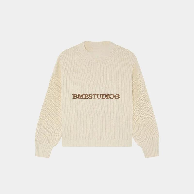 Pull à col rond Eme Letter Y2k Street pour hommes et femmes, pull ample décontracté rétro en tricot,