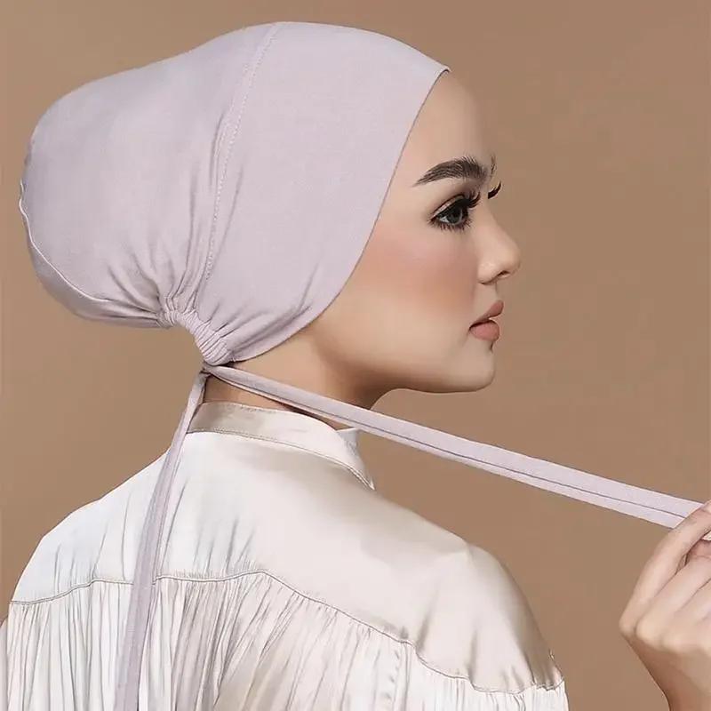 Nouveau doux Modal musulman Turban chapeau intérieur Hijab casquettes islamique sous-écharpe Bonnet 