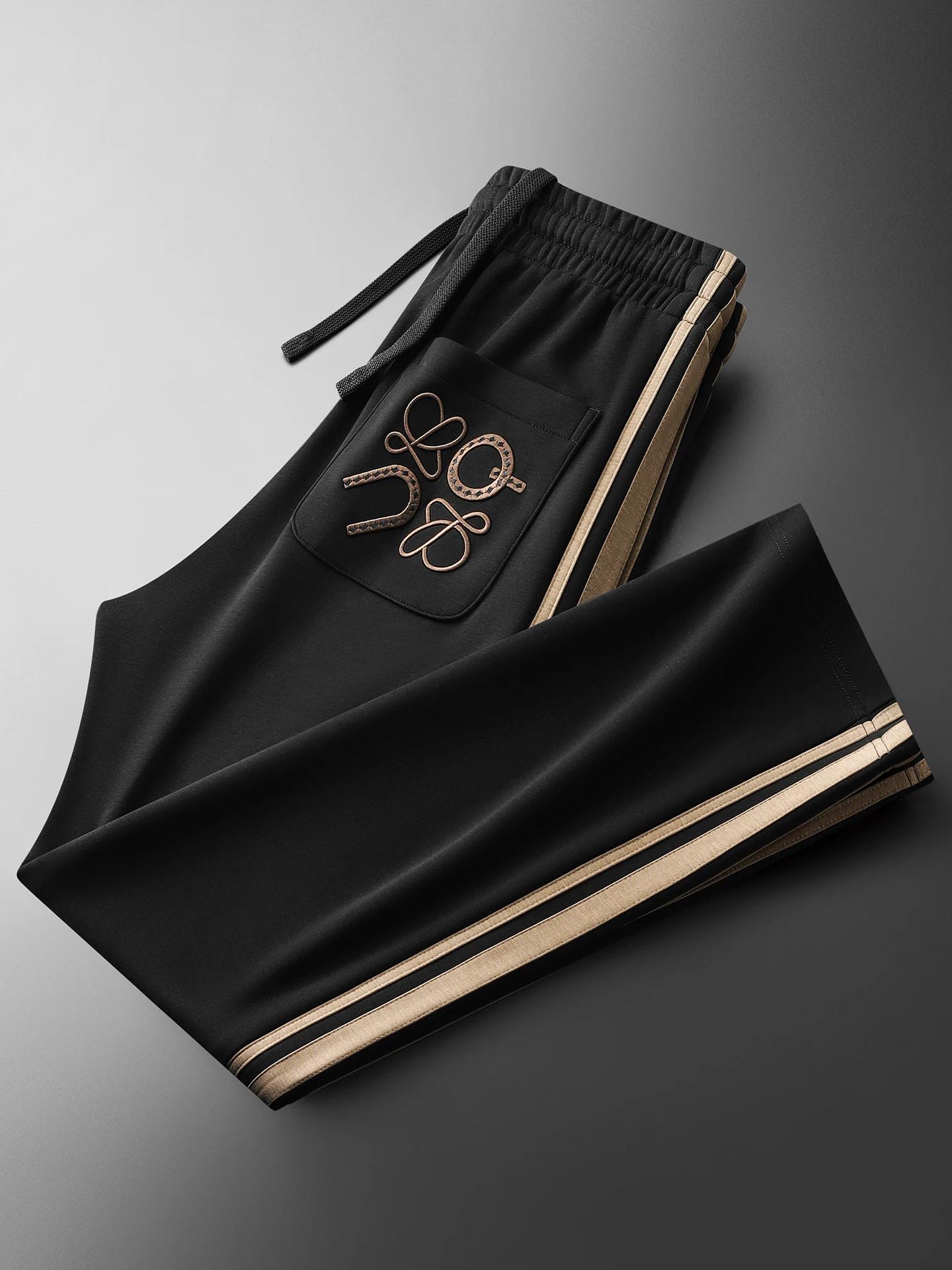 JSBD automne mode tendance couleur-blocage et brodé Modal sweat deux pièces ensemble pour hommes déc