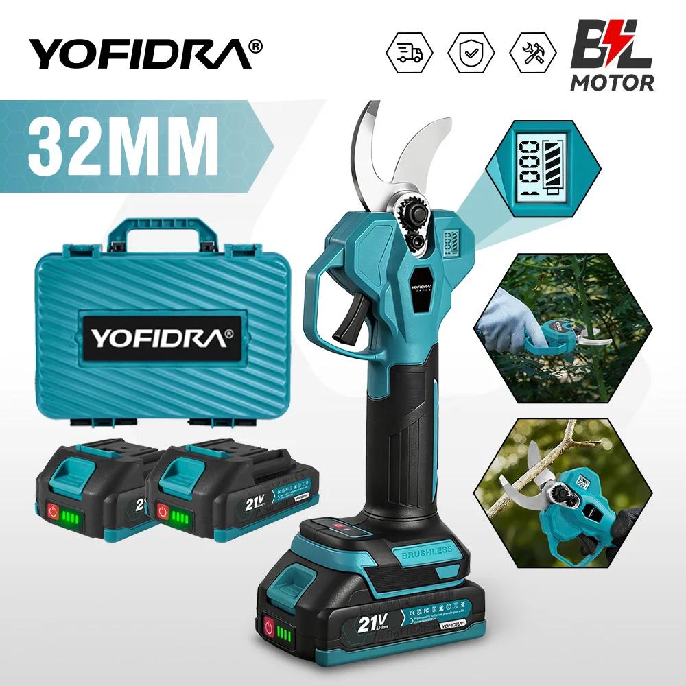 Sécateur électrique sans fil YOFIDRA 32 mm, 2 vitesses, ciseaux électriques pour branches, outil de 