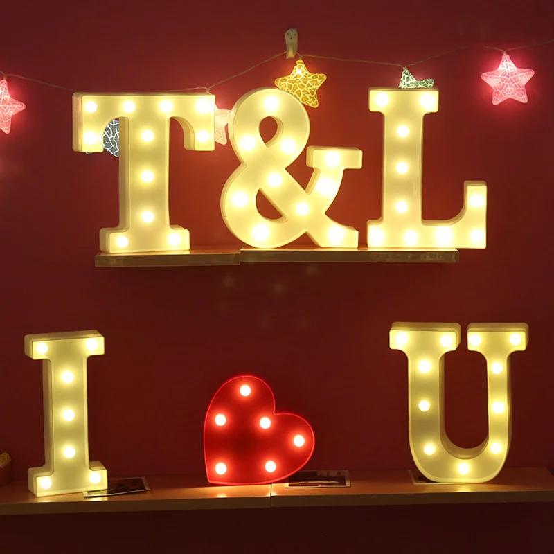 Lampes LED en forme de lettres de l'alphabet, lampes numériques, décorations pour fêtes, chambres, a