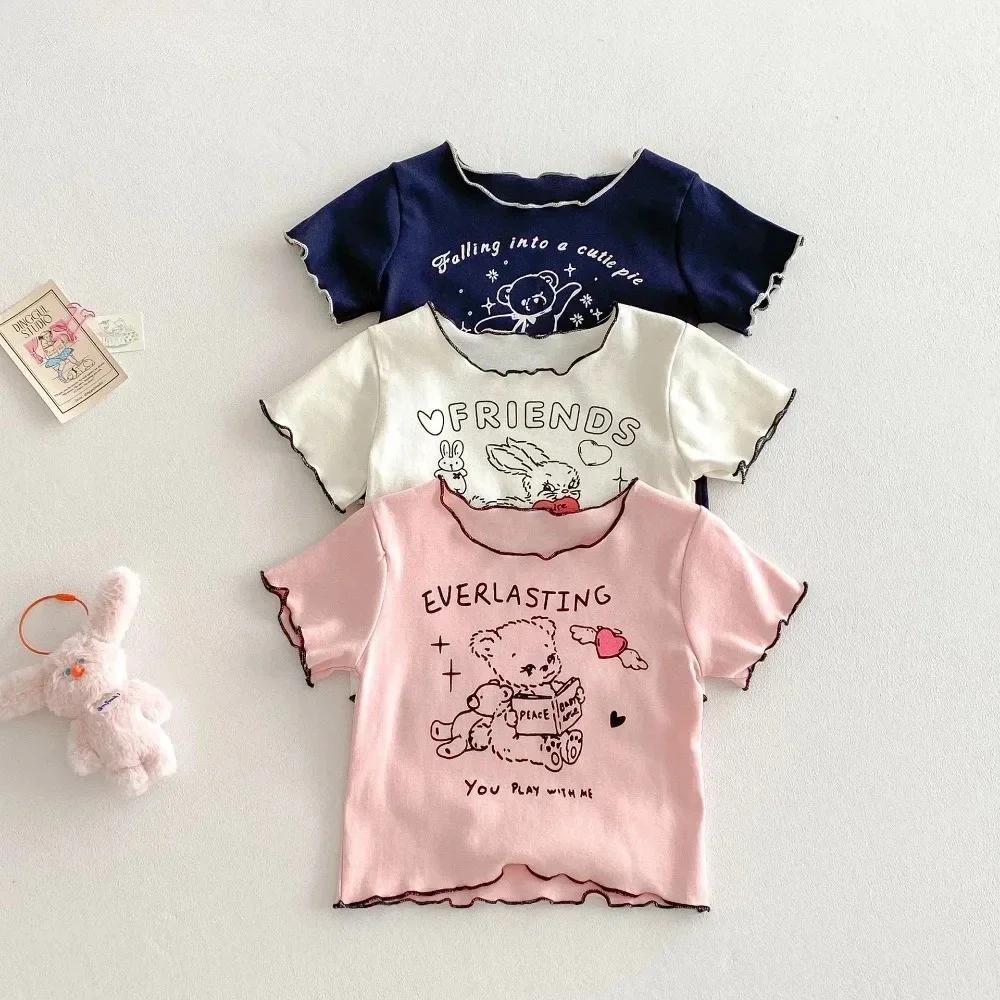 Vêtements décontractés pour bébés de 18 à 5 ans, T-shirt à manches courtes imprimé Animal de dessin 