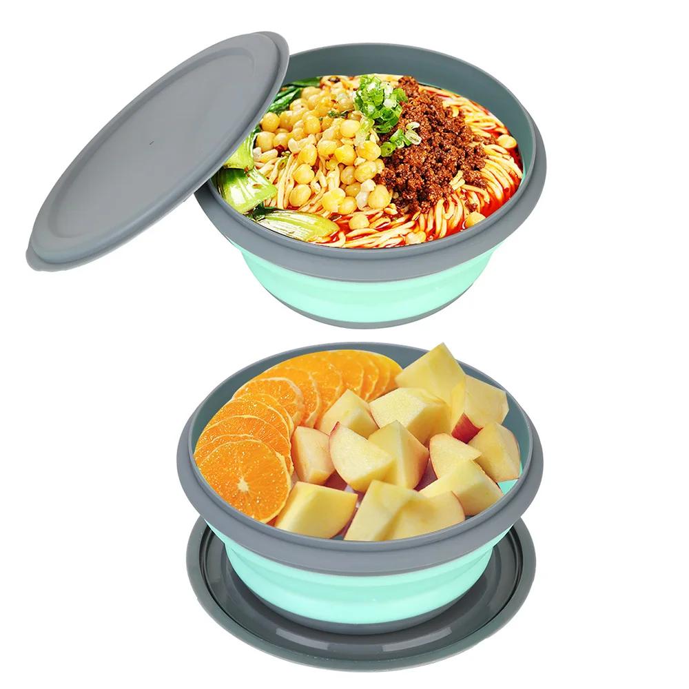 Boîte à déjeuner pliante en Silicone avec couvercle, ensemble de bols de Camping de pique-nique port
