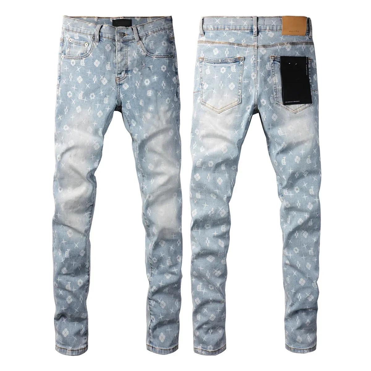 2025 pantalon imprimé Jean américain 9089 Style taille haute coupe ample jambe droite jean bleu mode