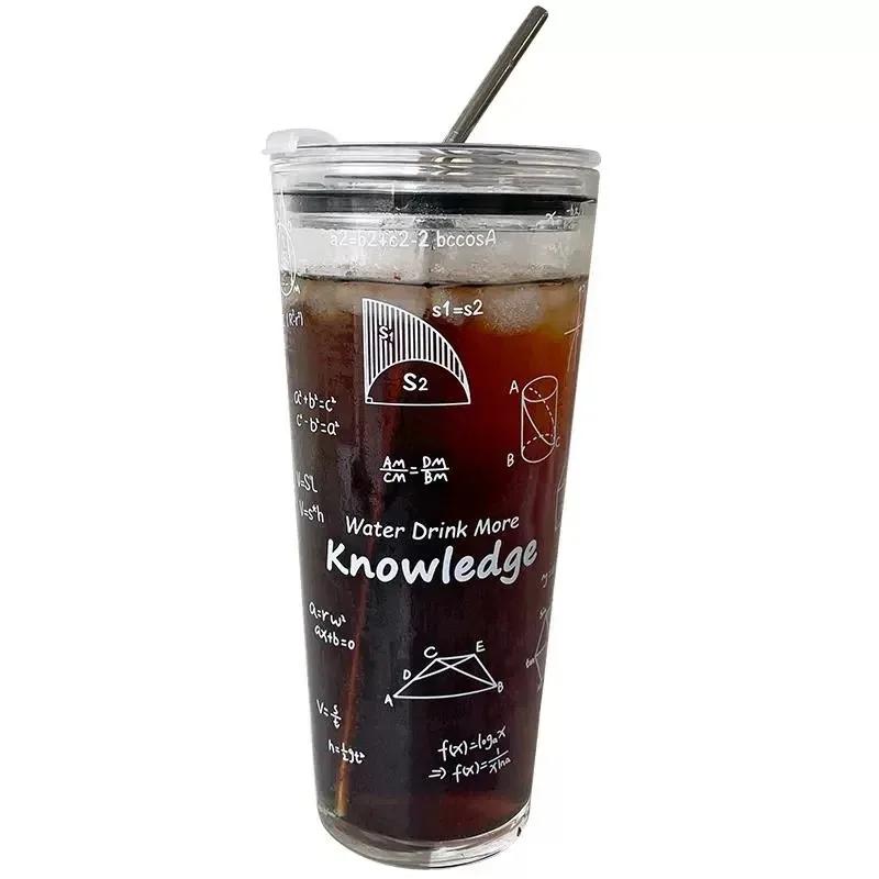Tasse d'eau en verre de 1000ML, grande capacité, résistante à la température, pour filles, avec couv