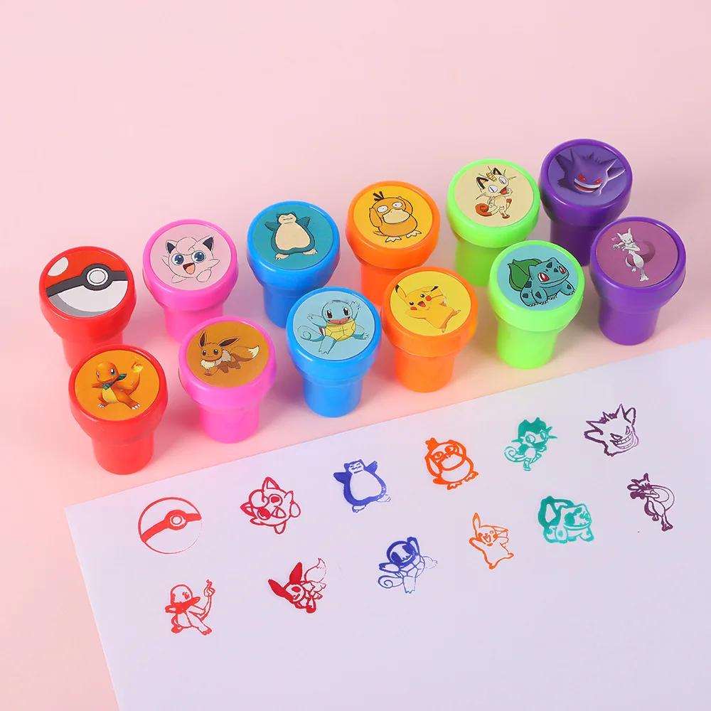 12 pièces Pokemon Anime couleur Mini sceau Pikachu Gengar ronflement dessin animé mignon en plastiqu