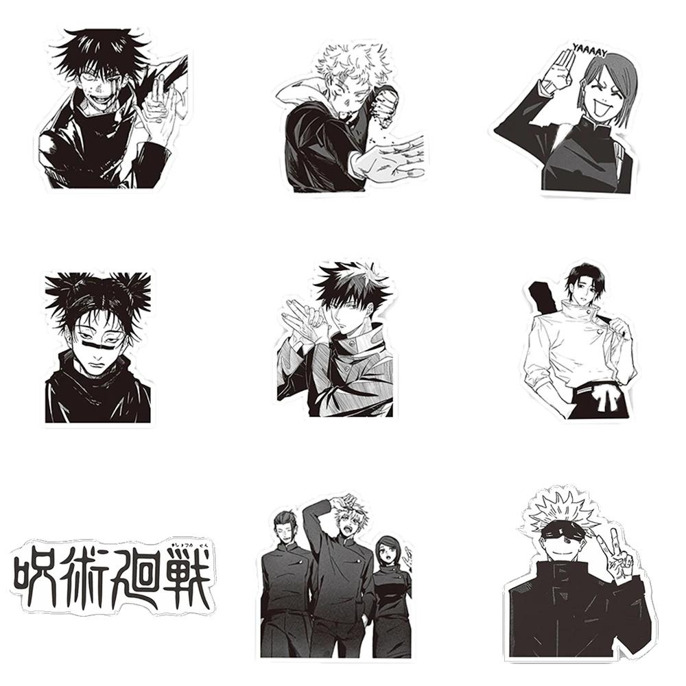10/30/65 pièces noir blanc Jujutsu Kaisen Anime autocollants Cool Satoru Gojo dessin animé décalcoma