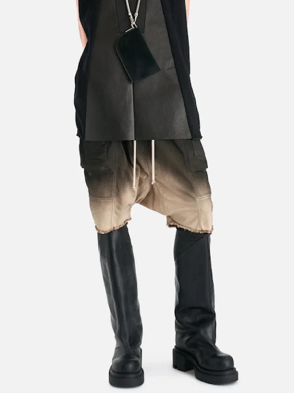 Shorts Harem à double anneau dégradé délavé MIJKO, coupe décontractée et confortable pour hommes 848