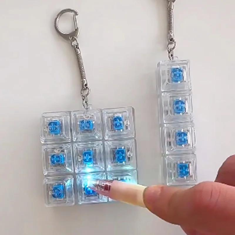 Jouets anti-stress pour clavier, capuchons de touches en cristal LED, porte-clés, gadget pour les do