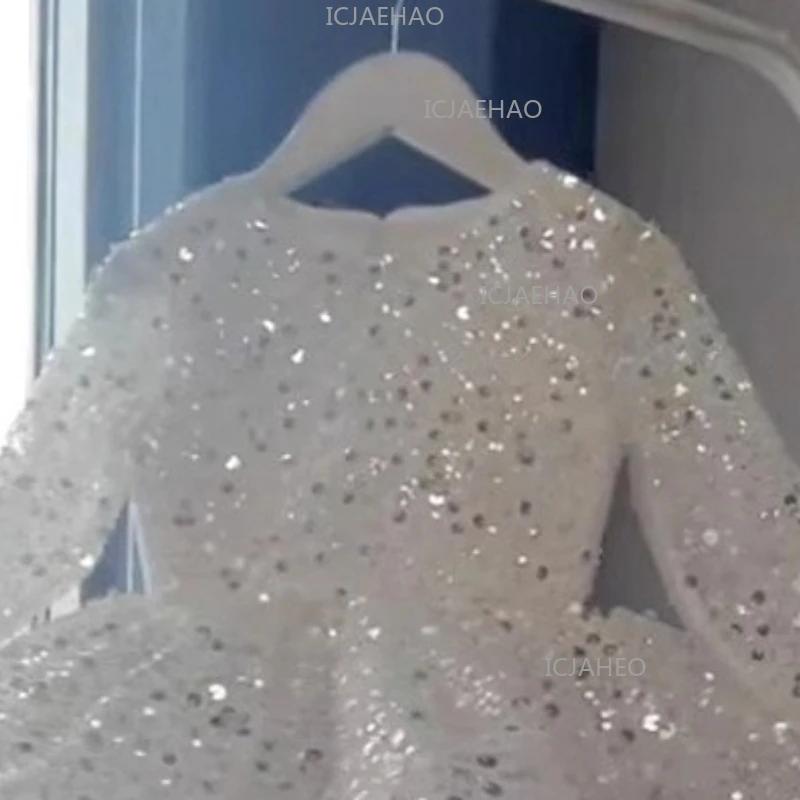 Robe de princesse pour filles, tenue de cérémonie, robe blanche à sequins pour anniversaire, tutu po
