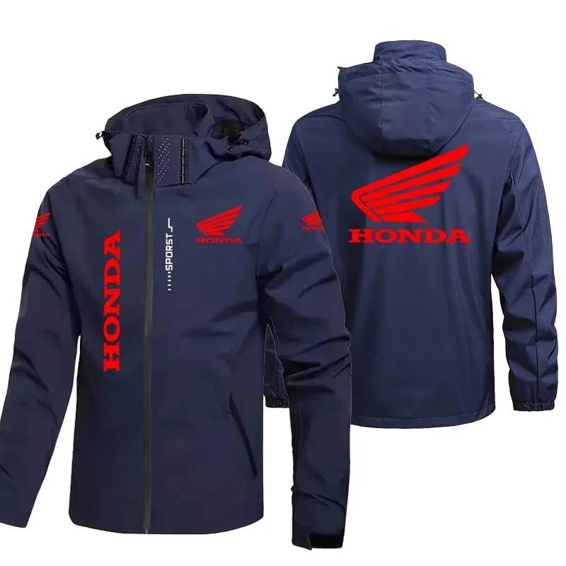 Veste de moto Honda pour hommes, manteau coupe-vent et imperméable à capuche avec capuche amovible e