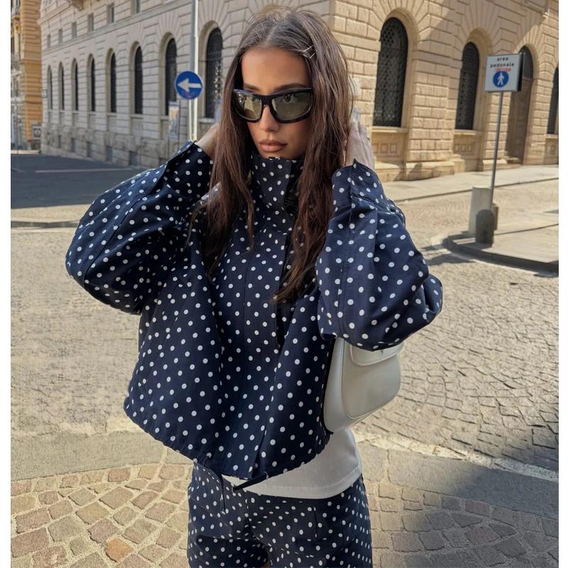 MUJER à pois Bomber vestes pour femmes surdimensionné Demi-saison veste pour femmes mode hiver mante