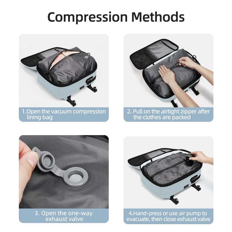 Sac à dos de voyage décontracté 16 pouces compression sous vide sac à dos pour ordinateur portable U