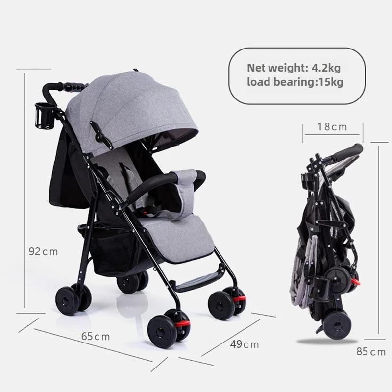 Poussette bébé pliable et légère pour s'asseoir et couché, absorbant les chocs et résistante aux fre
