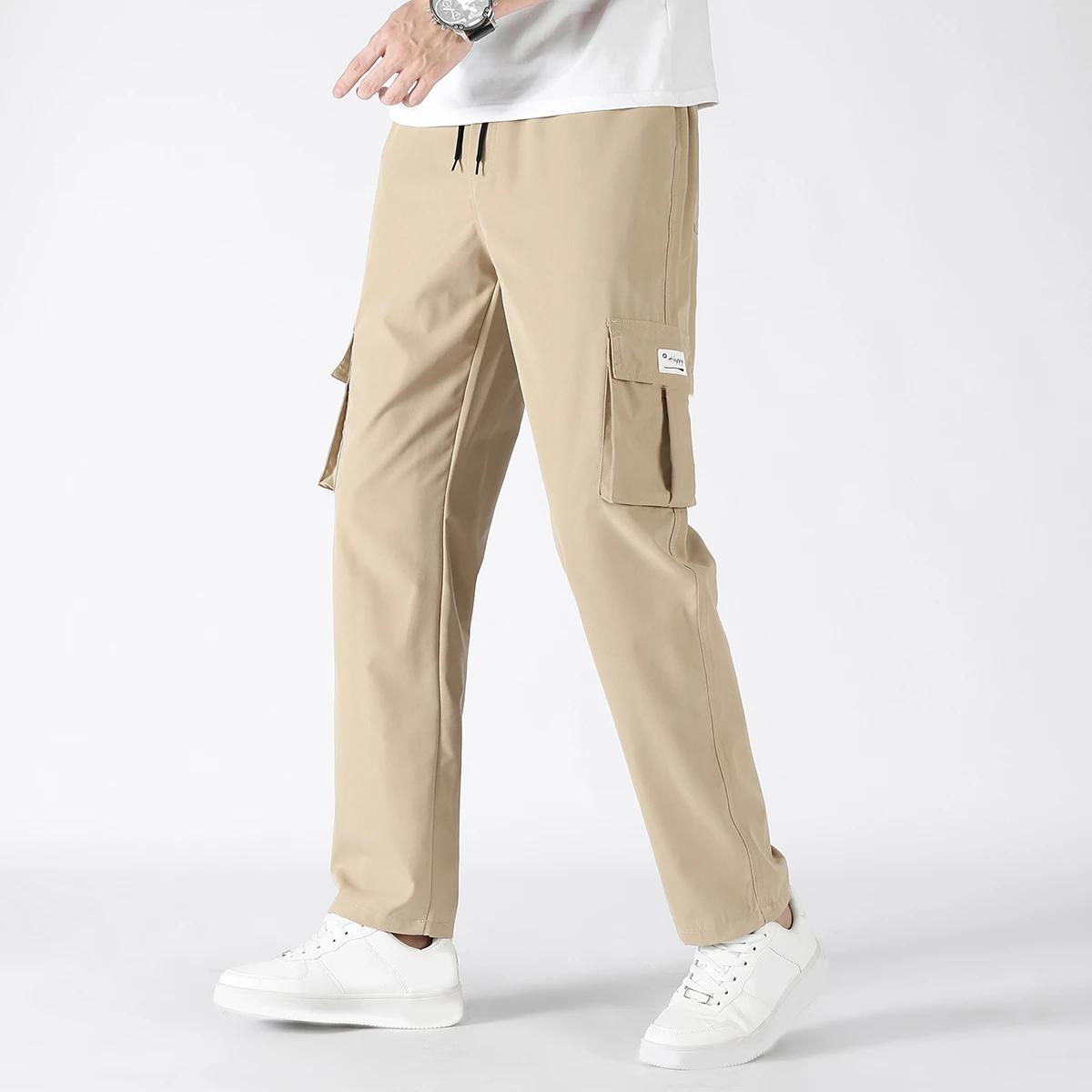 Pantalon décontracté à jambes larges pour hommes, ample, droit, Hip-Hop, Streetwear, mode Cargo, ave