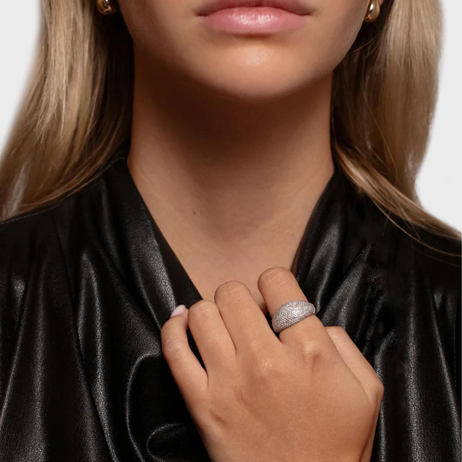 DPLAOPA femmes 100% 925 argent Sterling plein Zircon CZ pavé grand anneau femmes Rock Punk mariage m