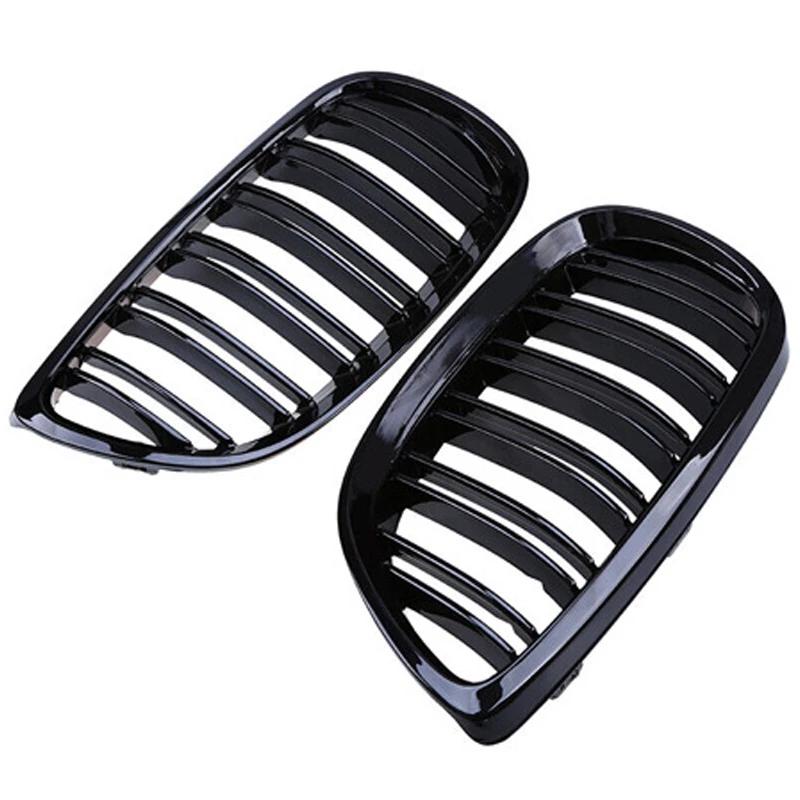 Grille de course noire brillante à double ligne, grilles de pare-chocs avant de voiture, rein pour B