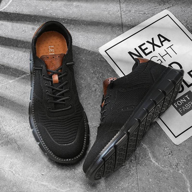 Pur noir Style britannique hommes richelieu chaussures espadrilles décontractées mocassins été respi