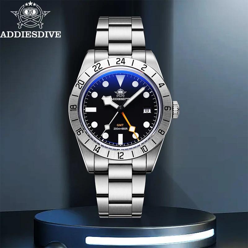 ADDIESDIVE Top marque 39mm Quartz GMT montres 20Bar étanche lumineux bulle miroir Sport verre montre