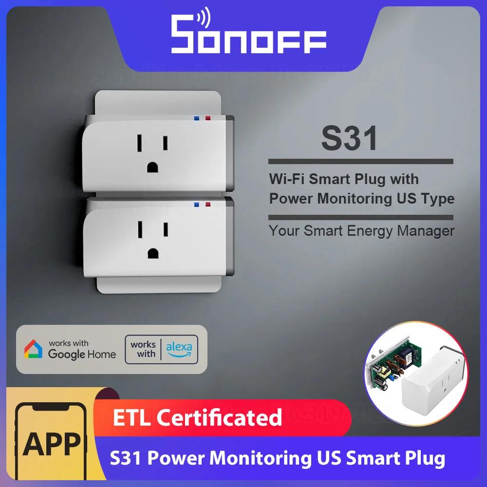 SONOFF-Prise intelligente S31 15A US Wi-Fi, contrôle de l'alimentation, télécommande, commande vocal