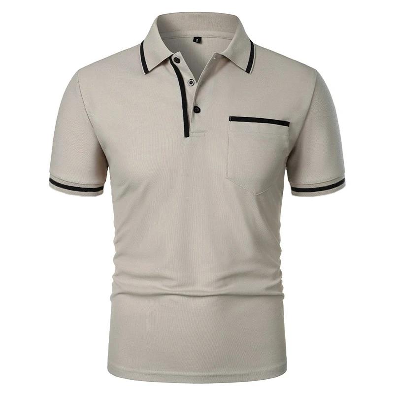 Nouveaux hommes à manches courtes polos couleur unie t-shirt style décontracté été à la mode respira