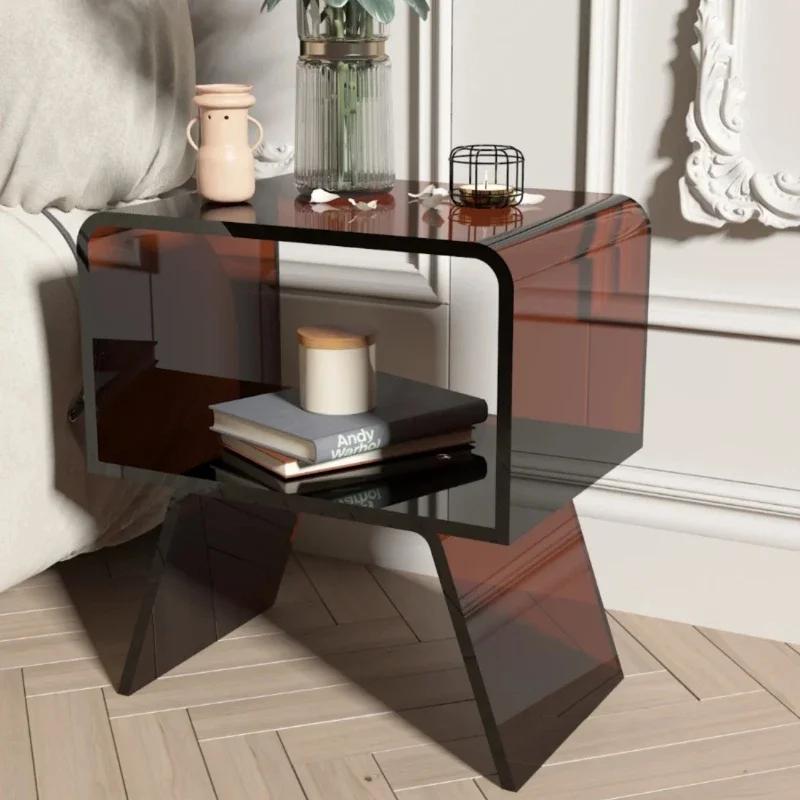 Table de chevet flottante en acrylique, mini table basse, salon, table d'appoint de canapé, petit ap