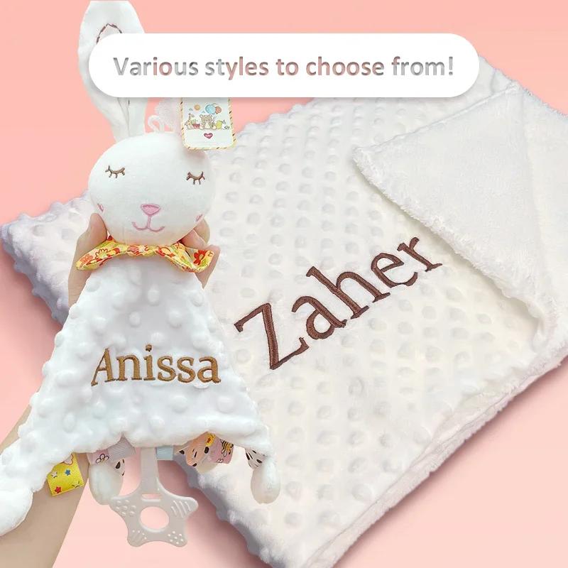 Couverture de bébé en peluche douce personnalisée avec nom, poussette pour nouveau-né, poupées endor