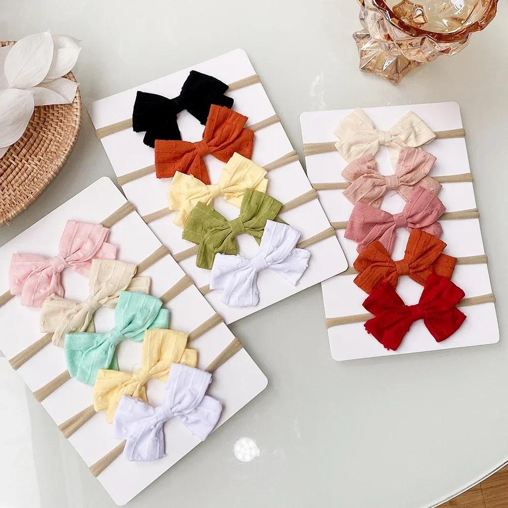 4/5/6 pièces/ensemble couleur unie enfants chapeaux élastiques bandes de cheveux pour bébé mignon ru