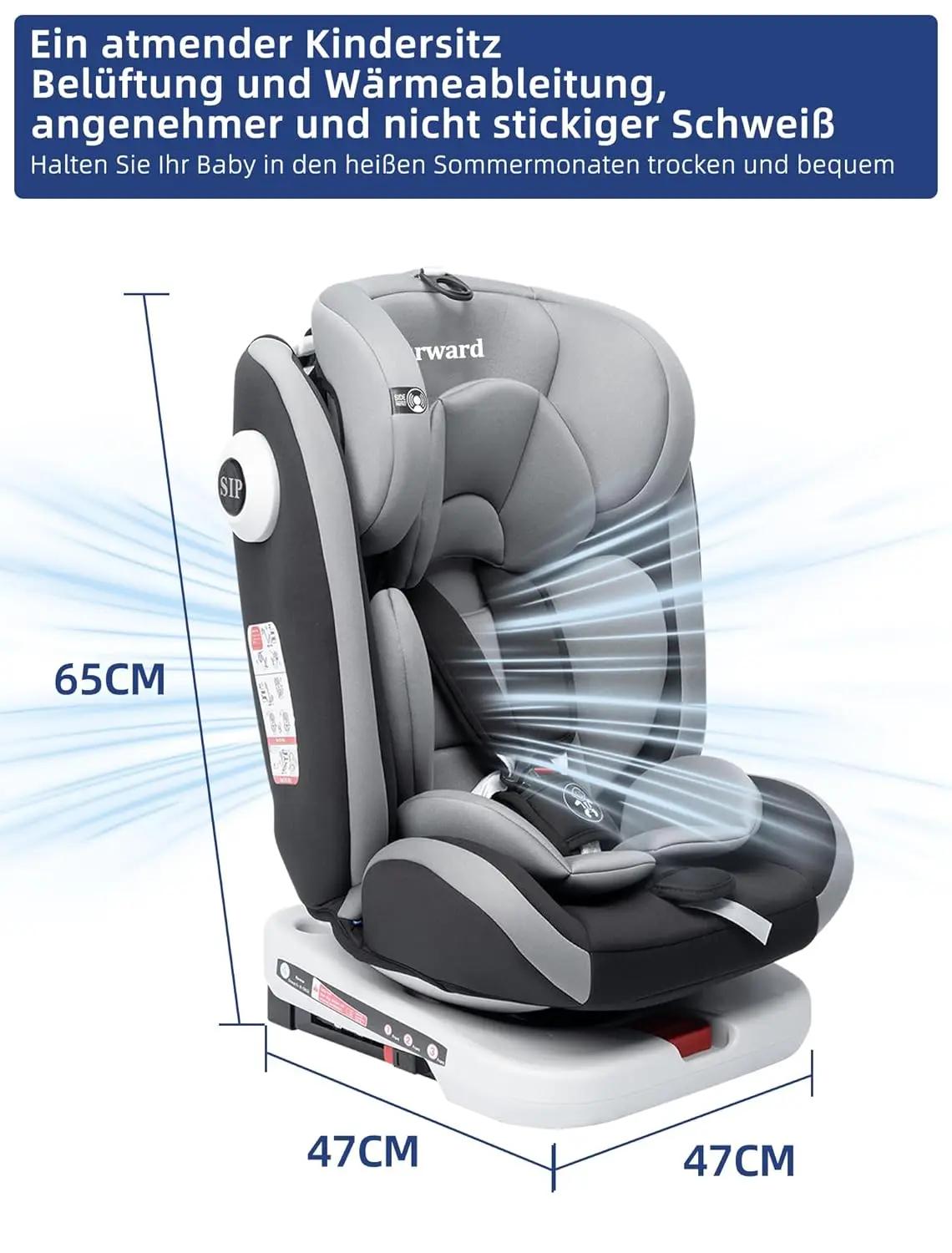 Siège auto bébé AP03 KL005 ECE R129 pivotant à 360° avec Isofix ECE R129, Groupe 0+1/2/3 (9-36 kg/0-
