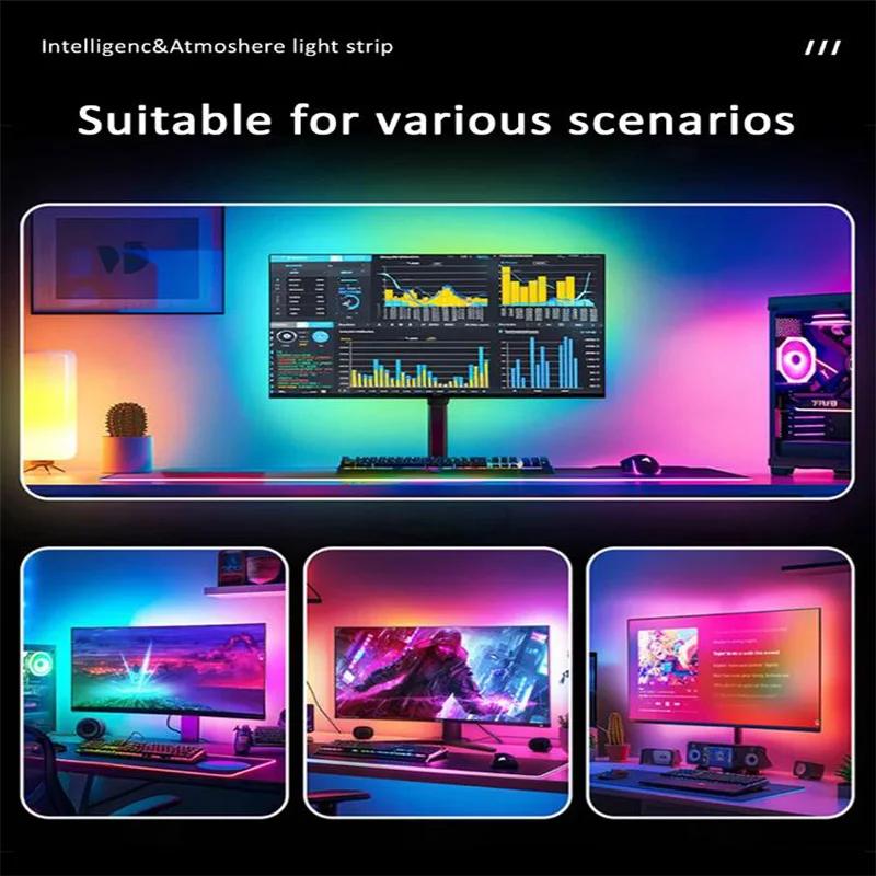 Bande lumineuse LED USB pour PC, 24-34 pouces, RGBIC, synchronisation musicale via application, rétr