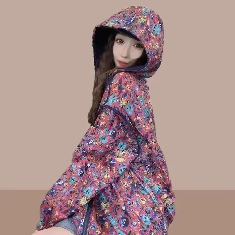 Veste à capuche à manches longues pour femmes, sweat-shirt imprimé vintage Harajuku, veste d'été, vê