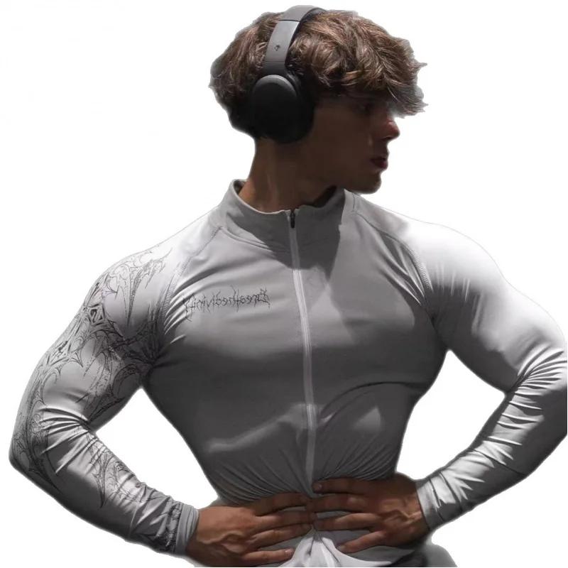 Veste imprimée à fermeture éclair grande taille pour hommes, vêtements de sport tendance de Style am