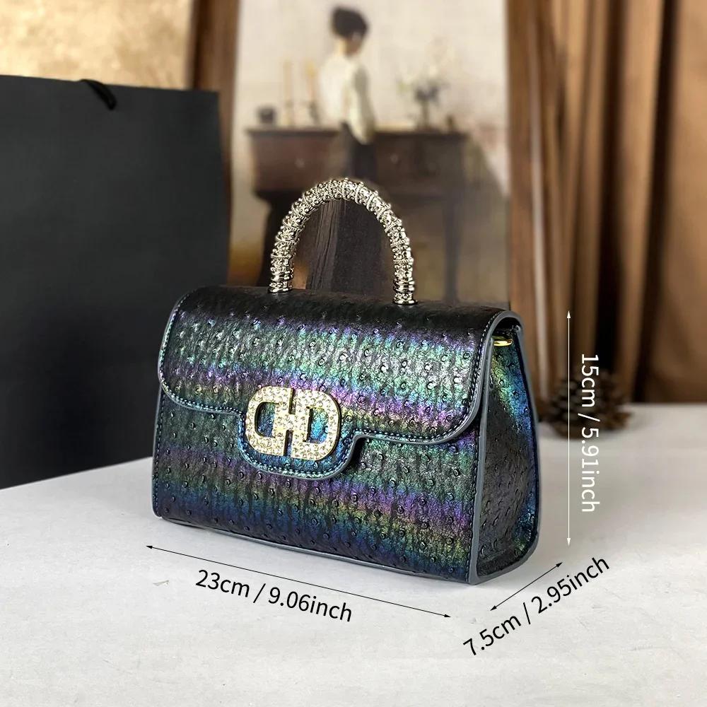 Sac à main à motif d'autruche avancé incrusté de diamants pour femmes, nouveau sac à bandoulière hau