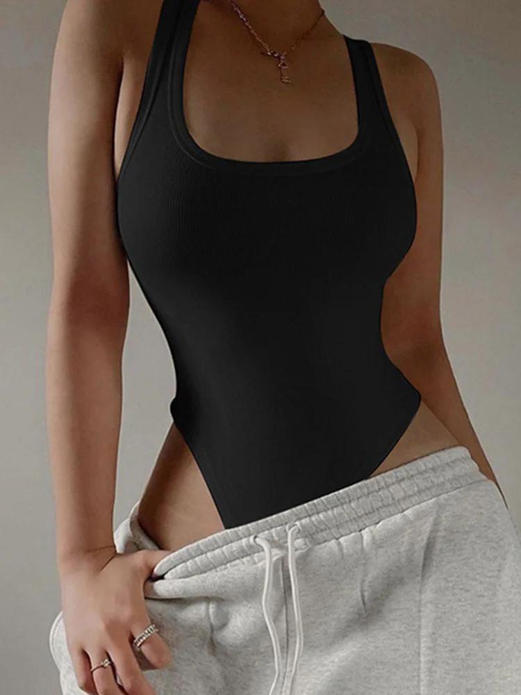 Body en tricot sans manches pour femmes, Sexy, moulant, épaules dénudées, col licou, décontracté, co