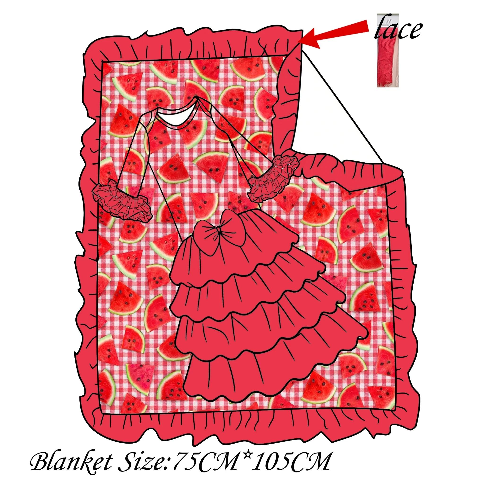 Ensemble Robe Bébé en Dentelle et Couverture Assortie, Rose Doux, Volants Floraux, Motif Fraise, Per