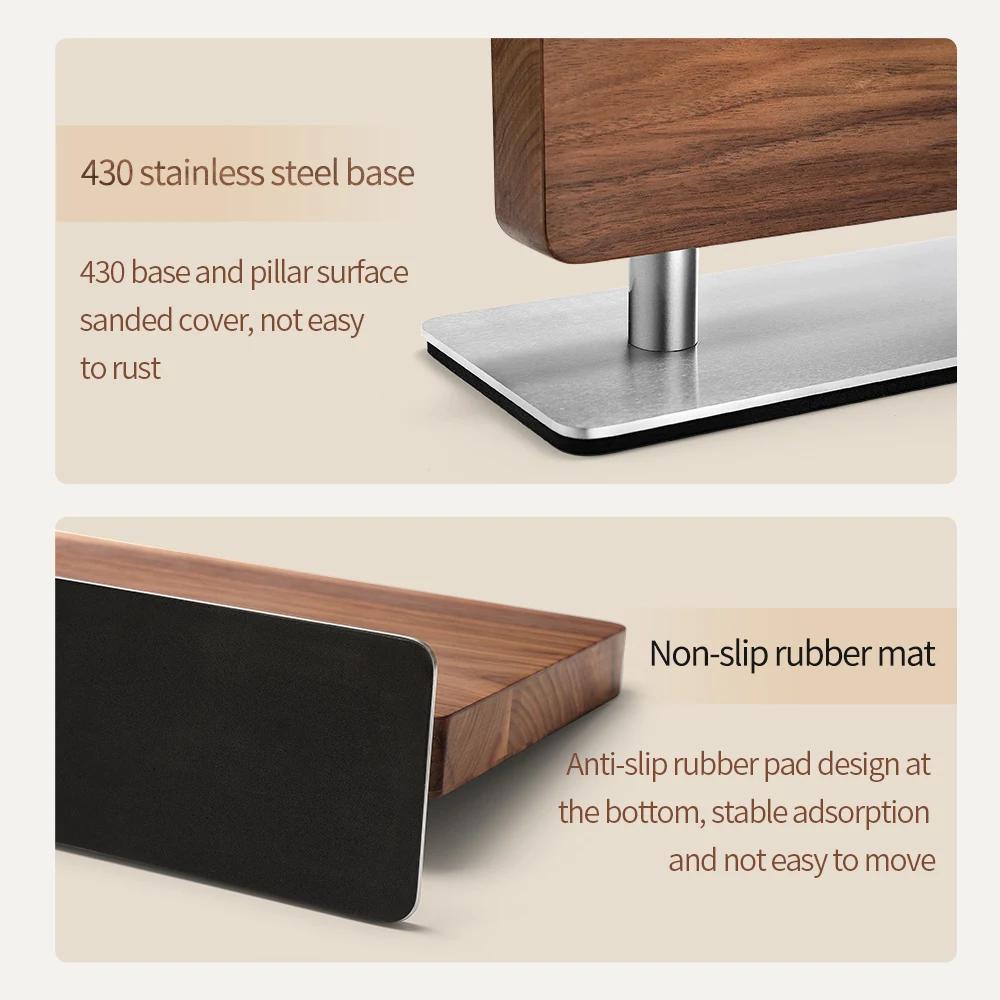 XINZUO-Brochure en bois massif + acier inoxydable 430, fournitures de cuisine, porte-couteau magnéti