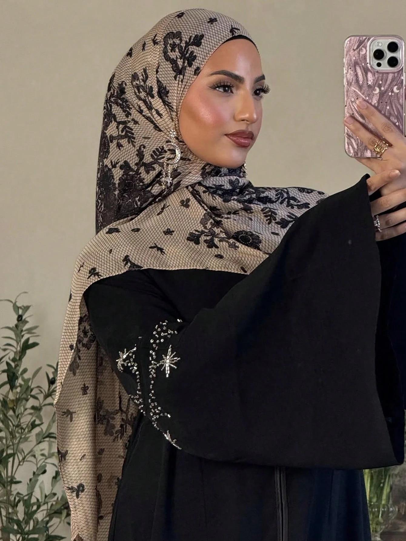 1 pièces aquarelle impression Hijab femmes bohème doux Islam Ramadan musulman Hijabs Foulard Femme c