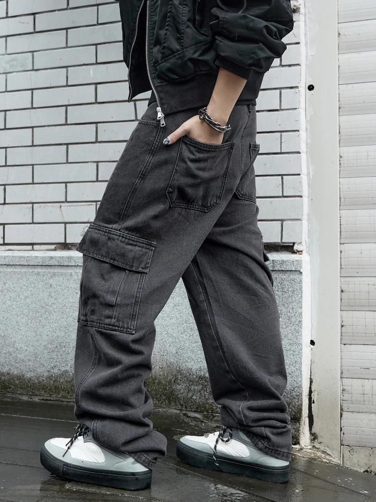 Jean Baggy à Jambes Larges pour Homme, Pantalon Cargo Surdimensionné, Style Hip Hop, Harajuku, Corée