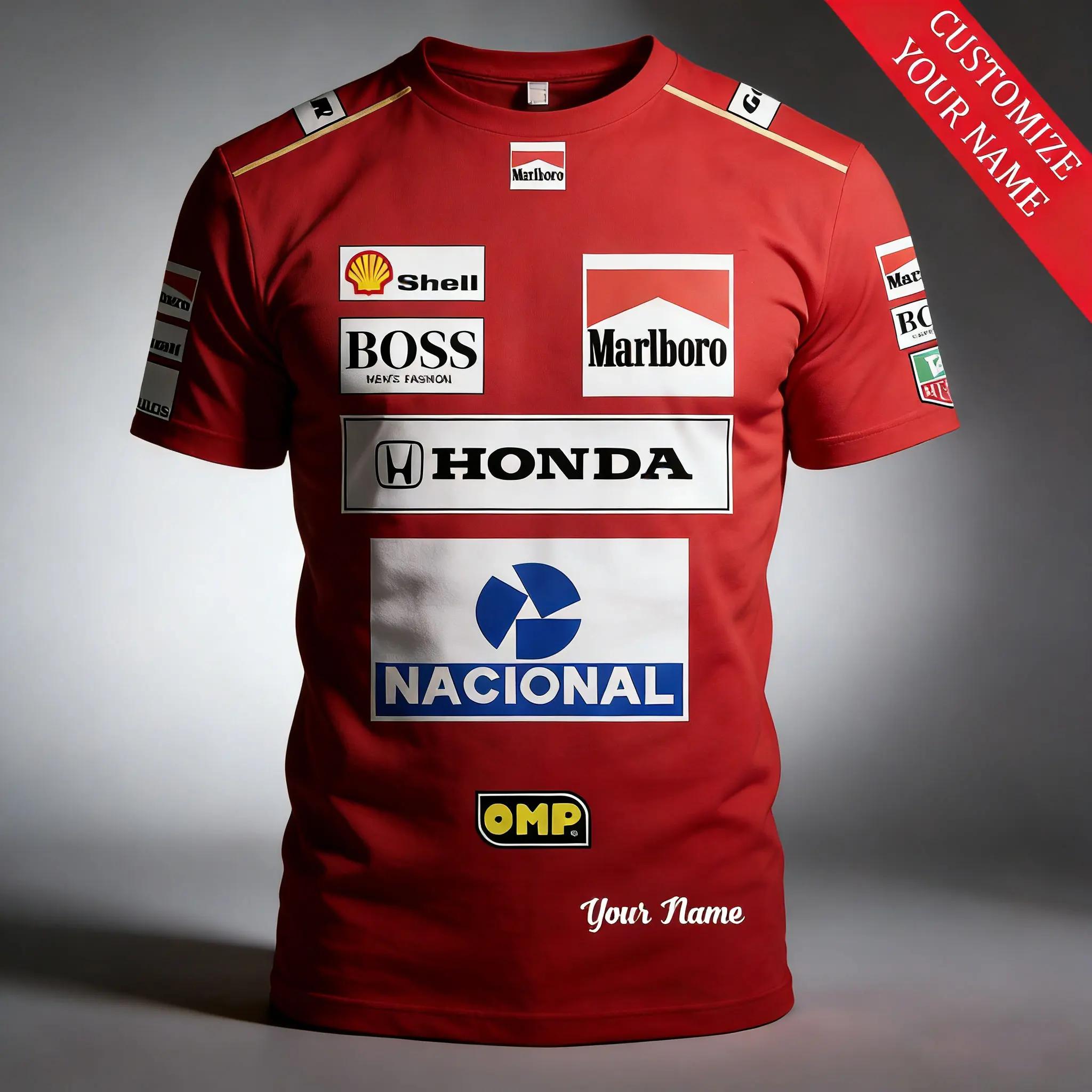 Nouveau T-shirt à manches courtes sport classique rouge Honda pour les activités de plein air, ample