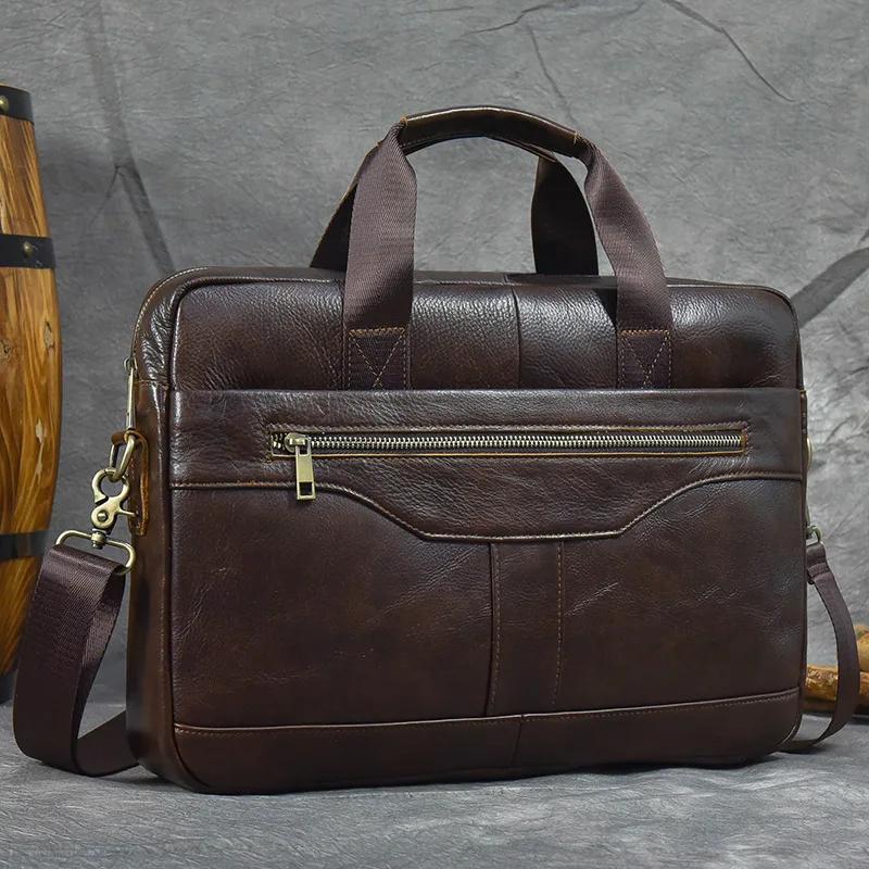 Sac pour ordinateur portable en cuir véritable pour homme, sac d'affaires, étuis à bombes pour homme