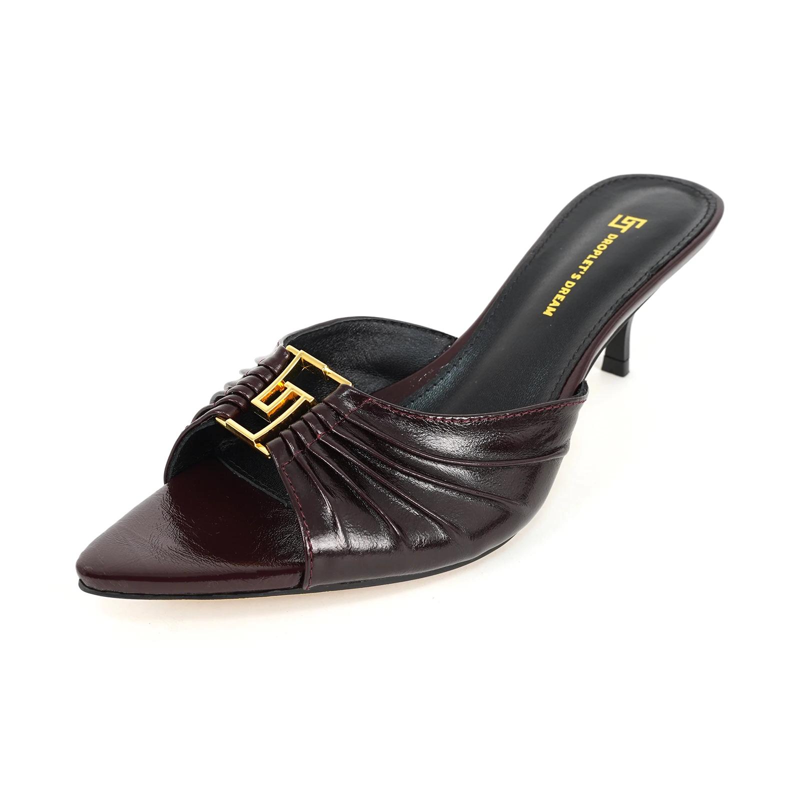 2025 nouvel été loisirs de plein air bout ouvert talons hauts GJ marque 6CM Sexy huile cuir métal bo