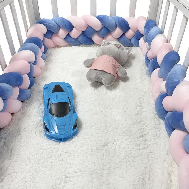Pare-chocs De berceau Tresse De Lit 4 noués 2-4M, tissu doux pour la peau, décor De chambre De bébé,
