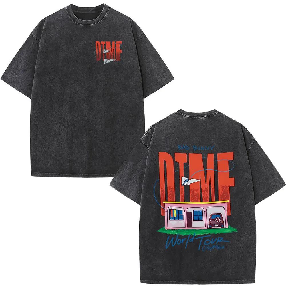 T-shirt vintage délavé Rapper Bad Bunny Debi Tirar Mas Fotos DTMF World Tour – T-shirts mode homme H