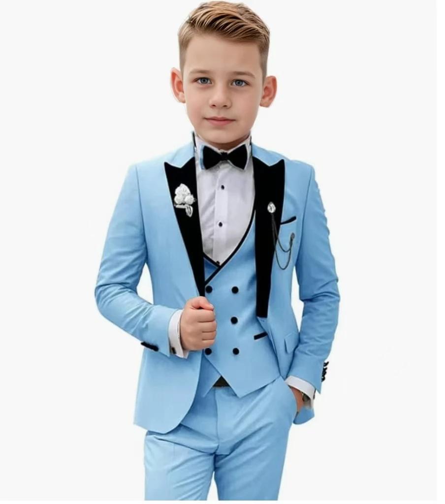 Costume de smoking pour enfants, ensemble de costume élégant pour garçons de 3 à 16 ans, 3 pièces, c