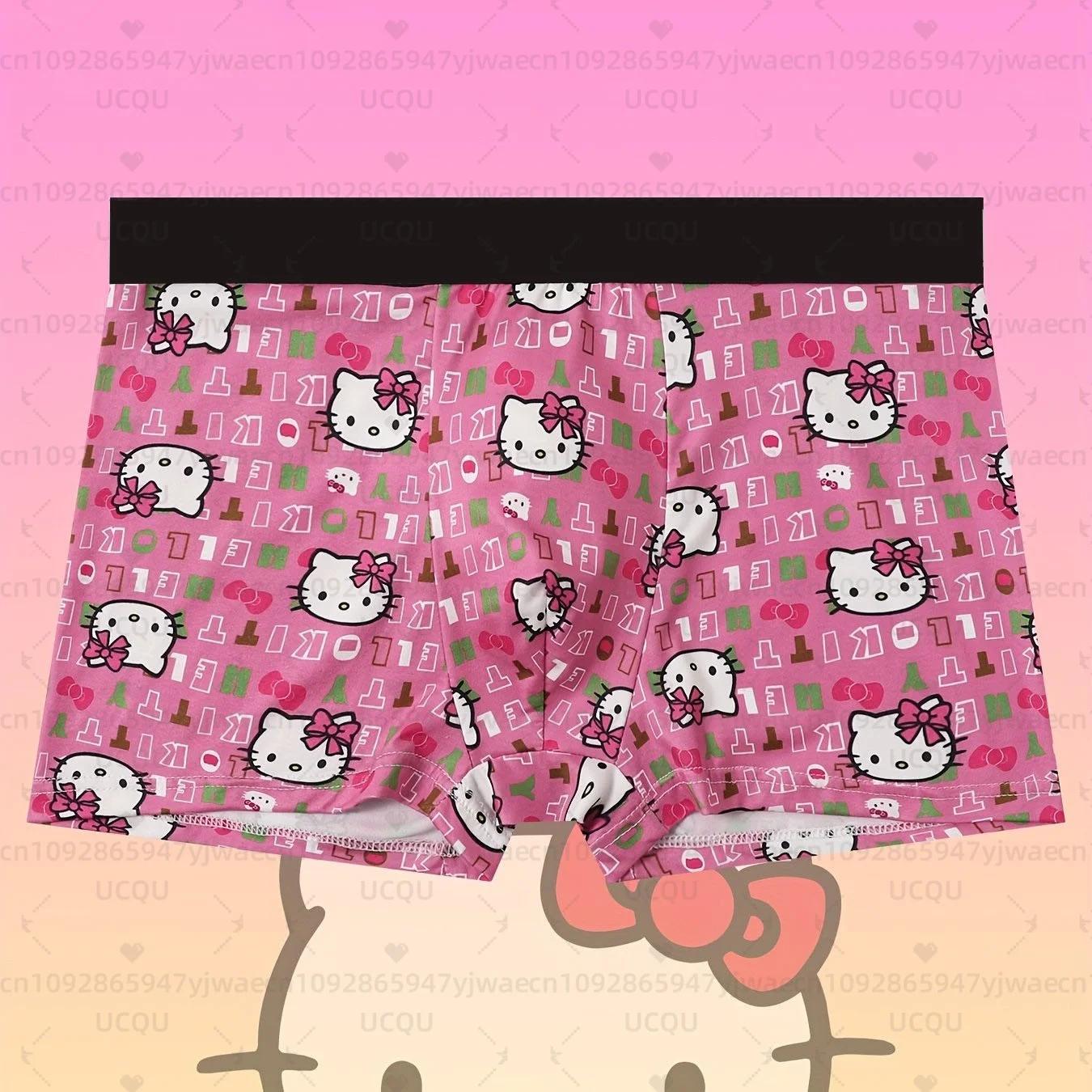 6 pièces de caleçons de sport pour hommes avec imprimé Hello Kitty, sous-vêtements respirants à séch