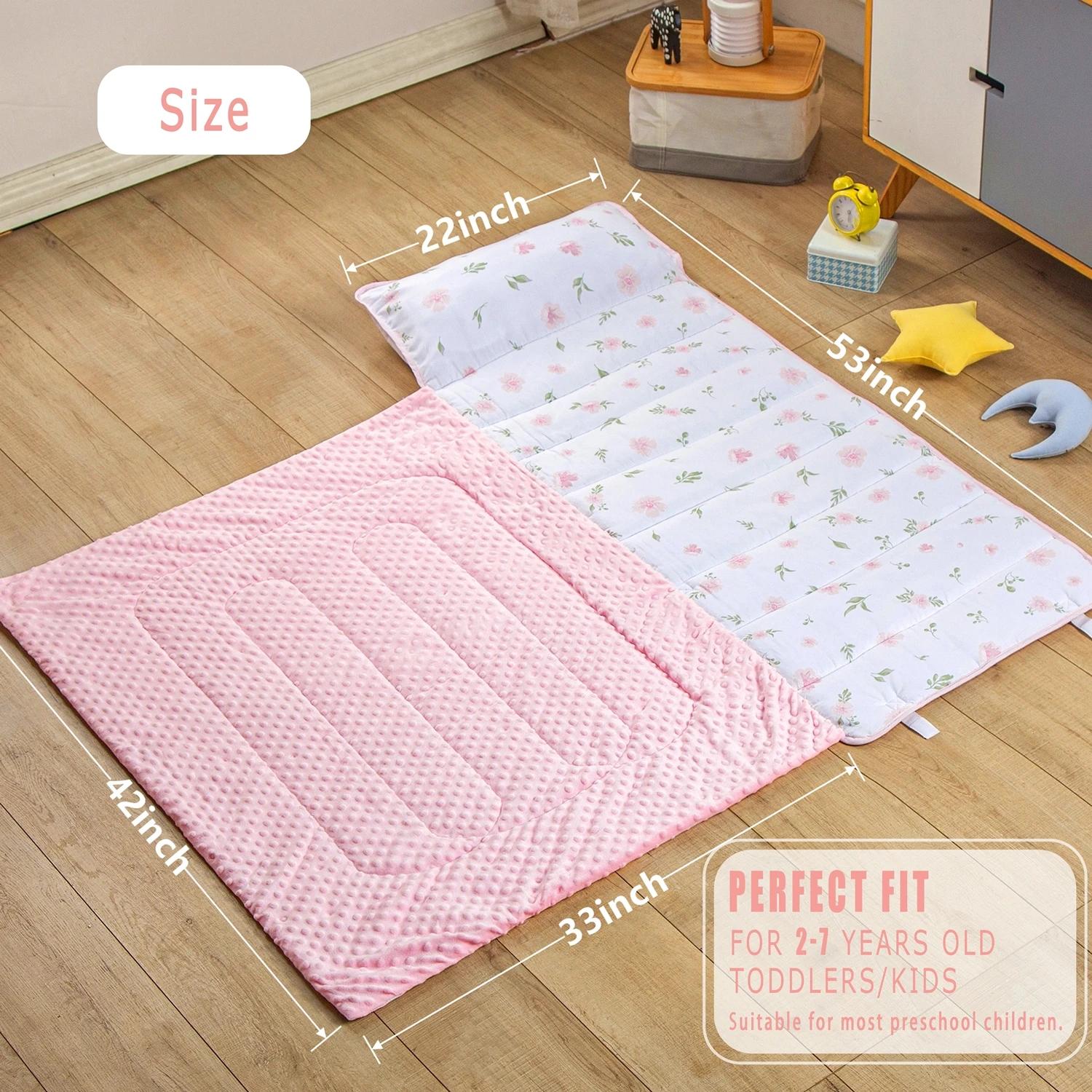 Tapis de couchage en polymères personnalisés pour la sieste des tout-petits avec oreiller, literie C