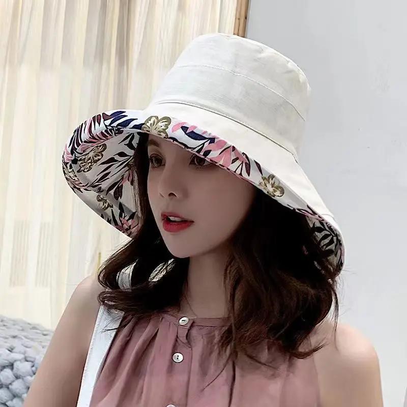 Chapeau seau pour femmes, chapeau de pêcheur quatre saisons, chapeau à grand bord, Double face, pare