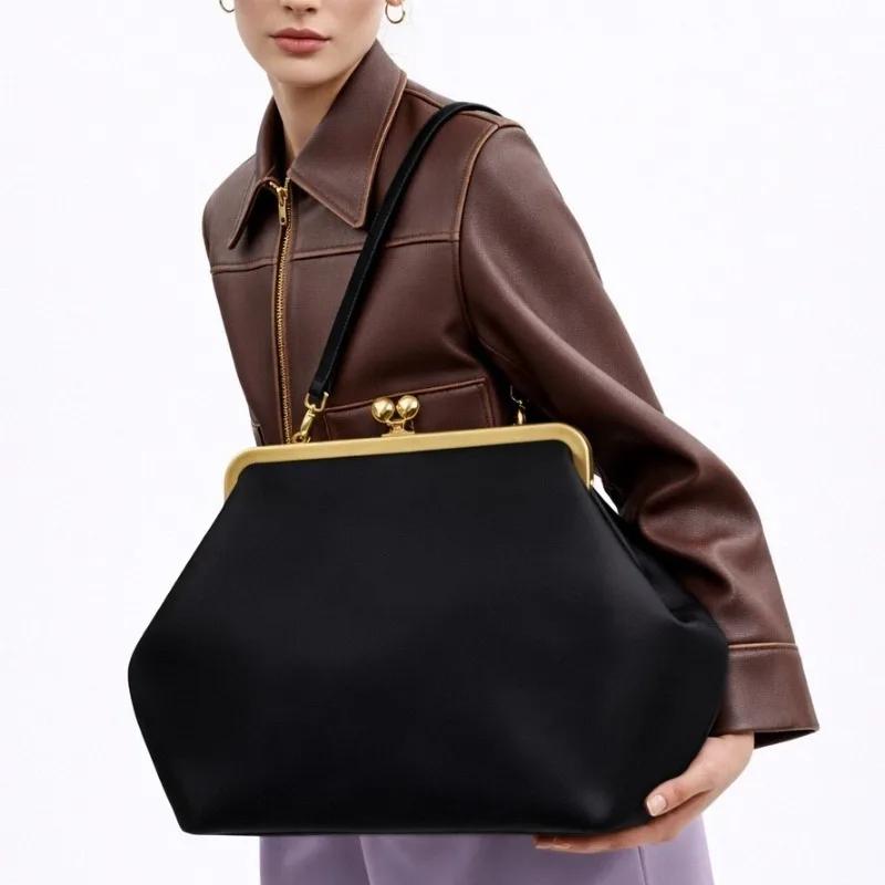 Grands sacs à main à clip pour femmes, marques célèbres, styles de podium, cadre à fermoir à pressio