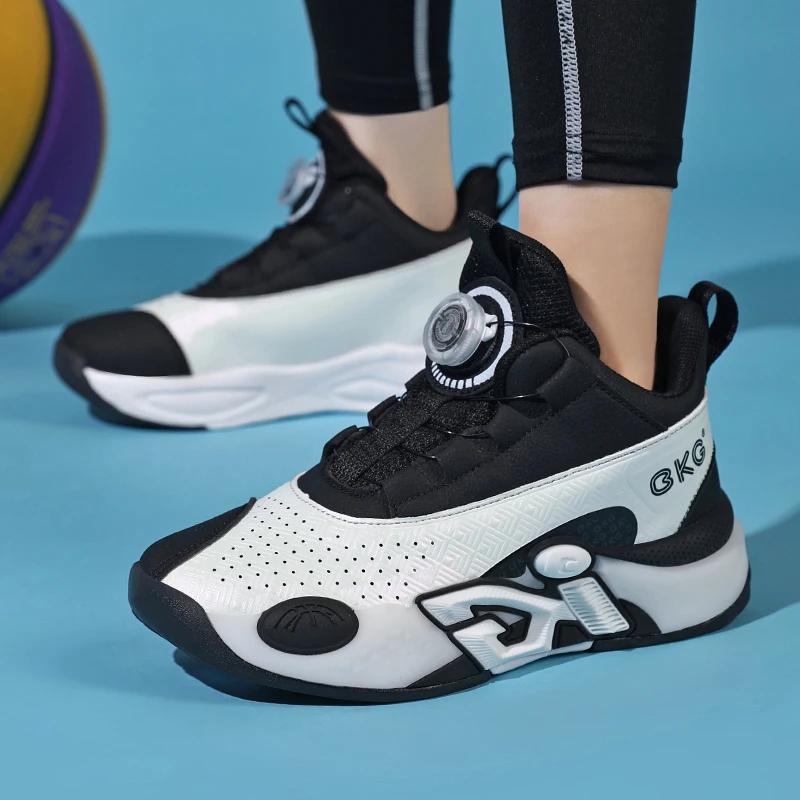 Chaussures de basket-ball d'entraînement pour enfants, baskets de printemps à boucle rotative pour g