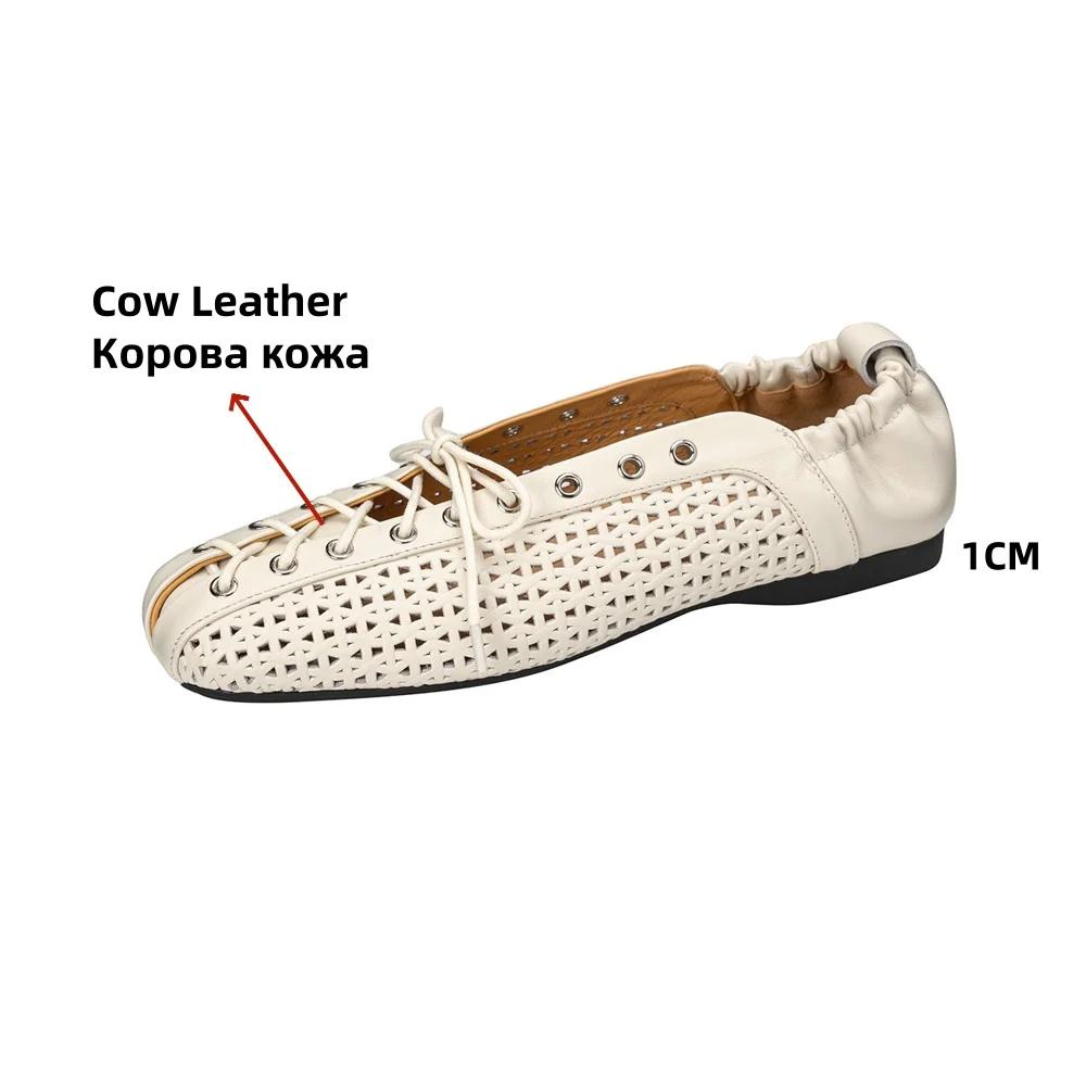 FEDONAS été concepteur confortable creux chaussures plates talons femmes en cuir véritable chaussure